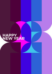 Happy new year 2023 poster template with colorful number. Greeting concept for 2023 new year celebration