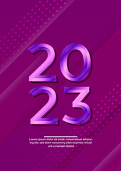 2023 colorful set of Happy New Year posters. Abstract design typography logo 2023 for vector celebration and season decoration, backgrounds, branding, banner, cover, card and or social media template.