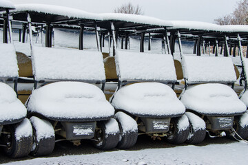 golf carts in snow