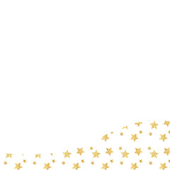 Gold stars confetti border. Holiday party decor. Sparkle stardust decor.