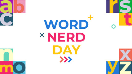 Word Nerd Day alphabet copy space background vector flat style. Suitable for poster, cover, web, social media banner.