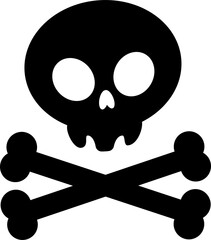 Skull and Crossbones Icon on transparent Background. 