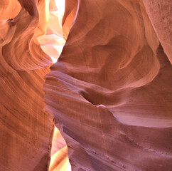Lower Antelope Slot Canyon with its colorful colors from the canyon floor