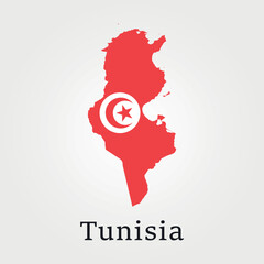 Obraz na płótnie Canvas Tunisia map and their flag illustration Adobe Illustrator Artwork