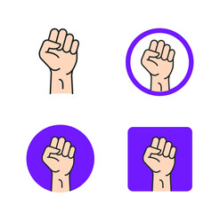 Fist hand power logo. Protest strong fist raised fight icon, rebel illustration