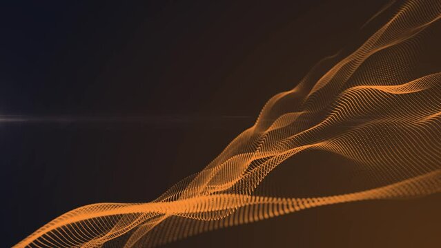 particles in wave of yellow lines.