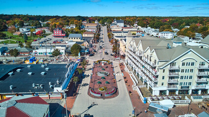 Aerial of shopping district in Maine Old Orchard Beach