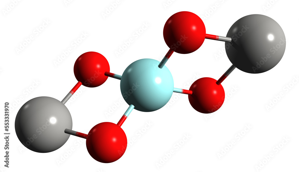 Poster 3d image of zinc silicate skeletal formula - molecular chemical structure of food additive e557 isol