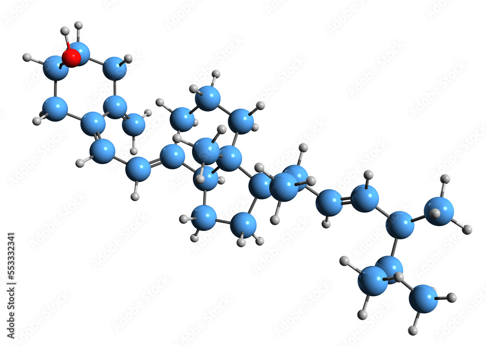 Sticker  3D image of Ergocalciferol skeletal formula - molecular chemical structure of vitamin D2 isolated on white background
