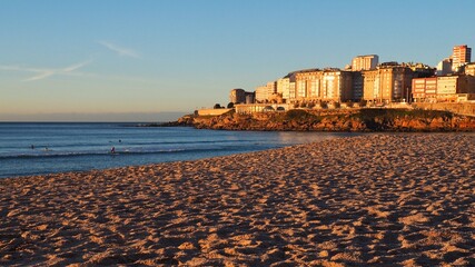 sunset on the beach orzan, La Coruña, Galicia, Spain