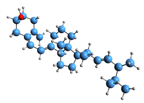  3D image of Ergocalciferol skeletal formula - molecular chemical structure of vitamin D2 isolated on white background
