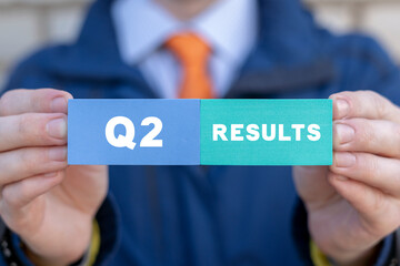 Q2 Second Quarter Results Business Concept. Happy 2nd quarter Q2.