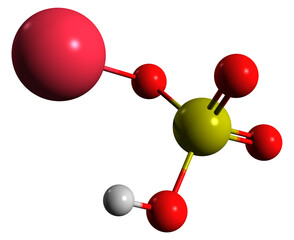  3D image of Sodium bisulfate skeletal formula - molecular chemical structure of  food additive Sodium hydrogen sulfate isolated on white background
