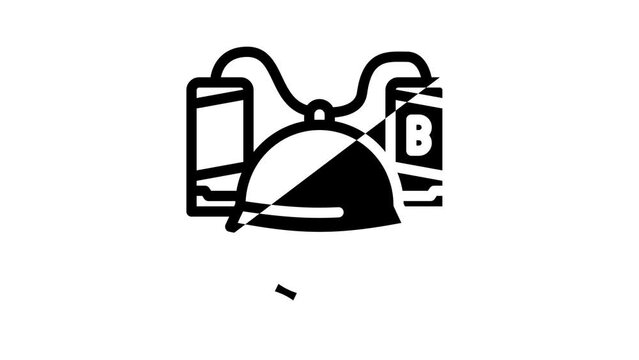 helmet with beer line icon animation