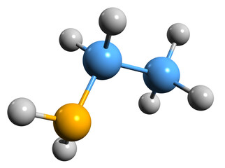  3D image of Nitroethane skeletal formula - molecular chemical structure of  organic compound isolated on white background
