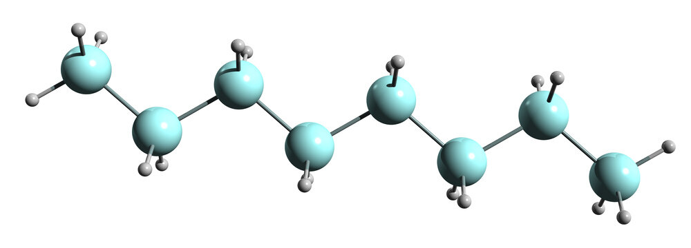  3D image of Octasilane skeletal formula - molecular chemical structure of silane isolated on white background
