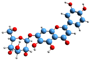  3D image of palustrin skeletal formula - molecular chemical structure of phytochemical isolated on white background
