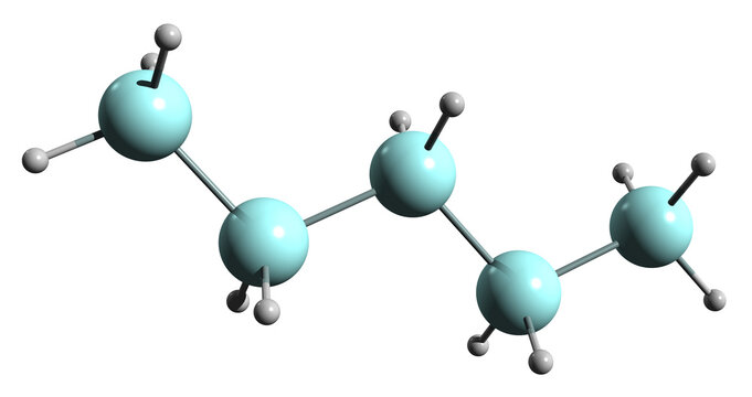  3D image of Pentasilane skeletal formula - molecular chemical structure of synthetic polymer isolated on white background