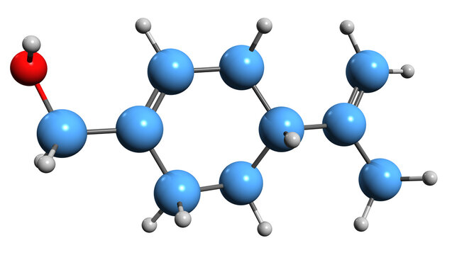  3D image of Perillyl alcohol skeletal formula - molecular chemical structure of precursor limonene isolated on white background
