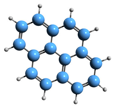  3D image of Pyrene skeletal formula - molecular chemical structure of Benzophenanthrene isolated on white background

