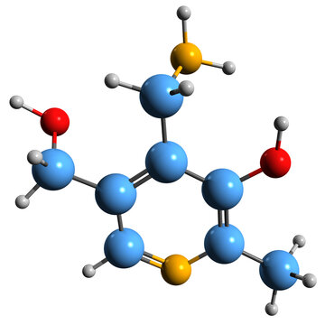  3D image of Pyridoxamine skeletal formula - molecular chemical structure of  vitamin B6 isolated on white background
