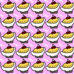 seamless pattern of cake cartoon