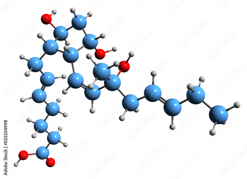 Canvas Prints  3D image of Prostaglandin F3 skeletal formula - molecular chemical structure of  eicosanoid isolated on white background