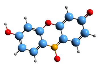 Obraz premium 3D image of Resazurin skeletal formula - molecular chemical structure of phenoxazine dye Alamar Blue isolated on white background