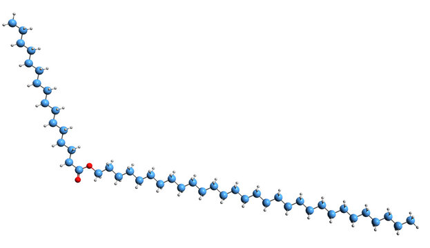 3D image of Triacontanyl palmitate skeletal formula - molecular chemical structure of  wax ester isolated on white background
