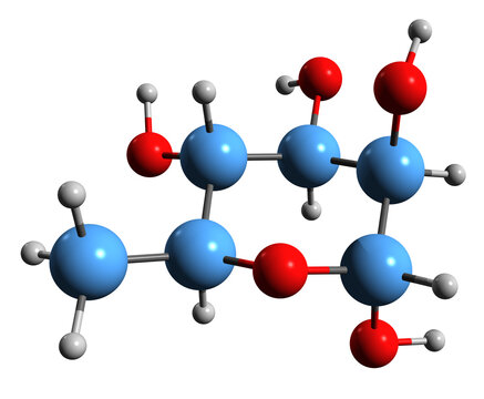  3D image of Rhamnose skeletal formula - molecular chemical structure of Isodulcit isolated on white background
