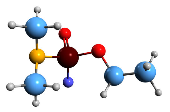  3D image of sanders 8 skeletal formula - molecular chemical structure of Novichok analogue nerve agent isolated on white background
