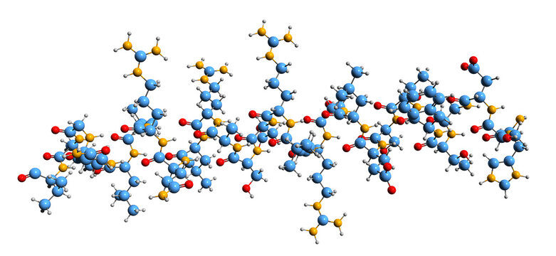  3D image of Secretin skeletal formula - molecular chemical structure of water homeostasis hormone isolated on white background
