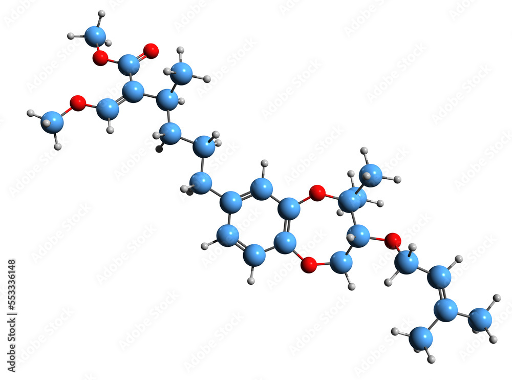 Wall mural  3D image of Strobilurin G skeletal formula - molecular chemical structure of Fungicide isolated on white background
