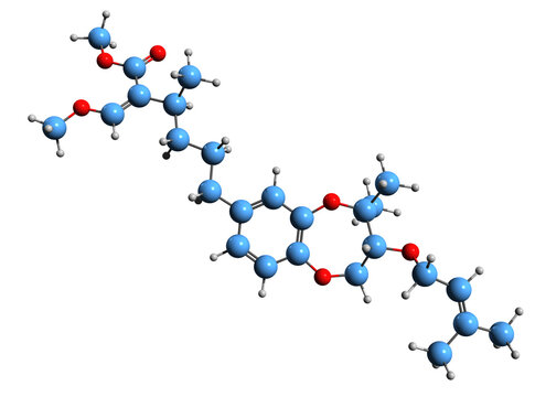  3D image of Strobilurin G skeletal formula - molecular chemical structure of Fungicide isolated on white background
