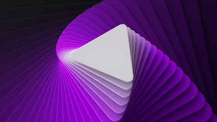 3d render, abstract modern minimalist wallpaper, blank triangular cards with rounded corners, twisted layers purple white gradient - obrazy, fototapety, plakaty