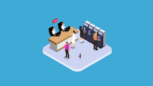 Group of people make financial transactions