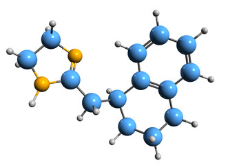 3D image of Tetryzoline skeletal formula - molecular chemical structure of eye vasoconstrictor tetrahydrozoline isolated on white background
