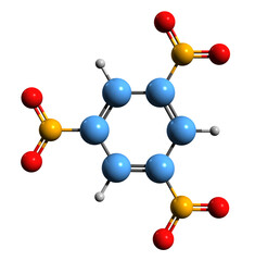 Obraz premium 3D image of Trinitrobenzene skeletal formula - molecular chemical structure of trinitrated benzene-derivative isolated on white background