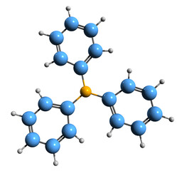  3D image of Triphenylamine skeletal formula - molecular chemical structure of Diphenylbenzeneamine isolated on white background
