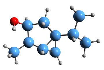 Obraz premium 3D image of Thujyl alcohol skeletal formula - molecular chemical structure of phytochemical isolated on white background 