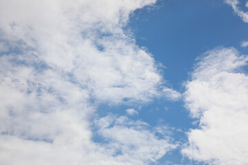 Picturesque view of beautiful blue sky with fluffy clouds