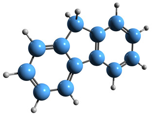  3D image of Fluorene skeletal formula - molecular chemical structure of Tricyclohexaene isolated on white background
