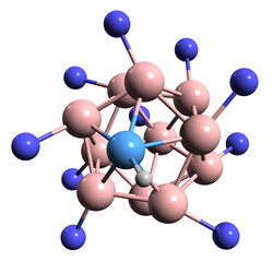 Obraz premium 3D image of Fluorinated carborane acid skeletal formula - molecular chemical structure of organoboron compound isolated on white background