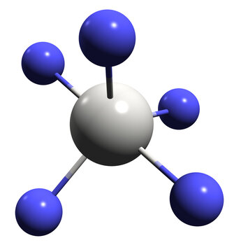  3D image of Antimony pentafluoride skeletal formula - molecular chemical structure of pentafluoridoantimony isolated on white background
