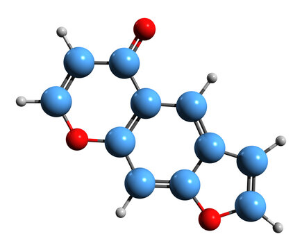  3D image of Furanochromone skeletal formula - molecular chemical structure of phytochemical isolated on white background