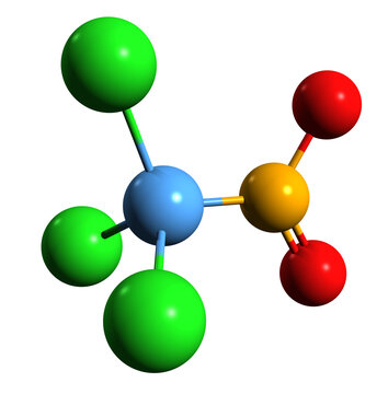 3D image of Chloropicrin skeletal formula - molecular chemical structure of trichloronitromethane isolated on white background
