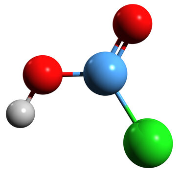  3D image of Chloroformic acid skeletal formula - molecular chemical structure of Chlorocarbonic acid isolated on white background