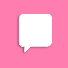 Fototapeta na wymiar 3d speech bubble icon isolated on pink background