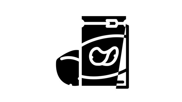 chips coconut tropical line icon animation