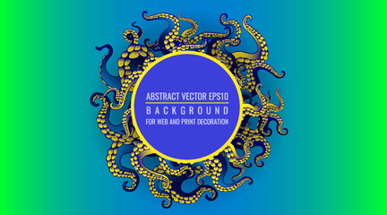 Octopus abstract frame design, creative ocean doodle, cute decoration design